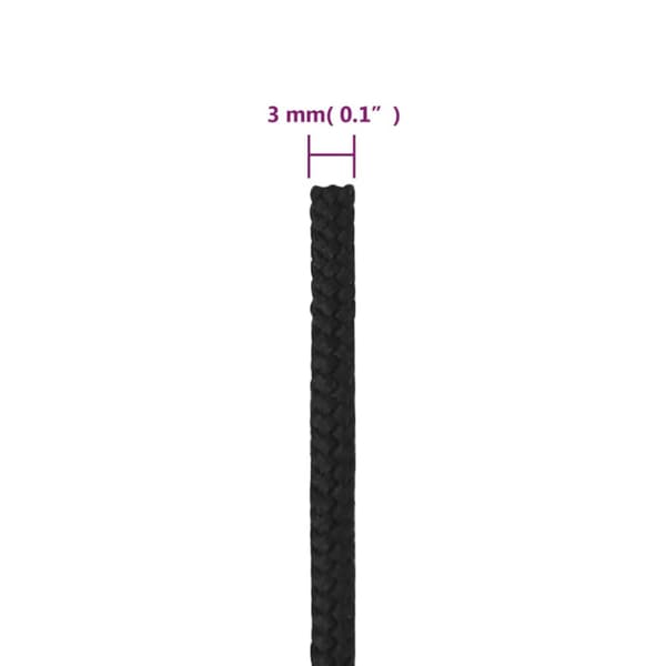 Båtlina helsvart 3 mm 50 m polypropen