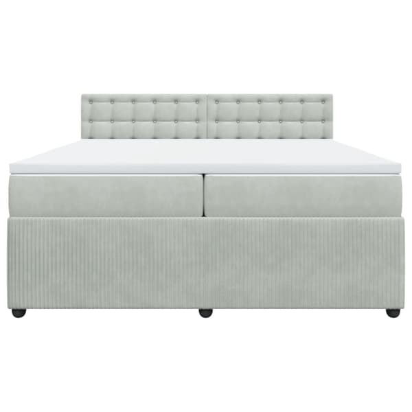 Ramsäng med madrass ljusgrå 200x200 cm sammet