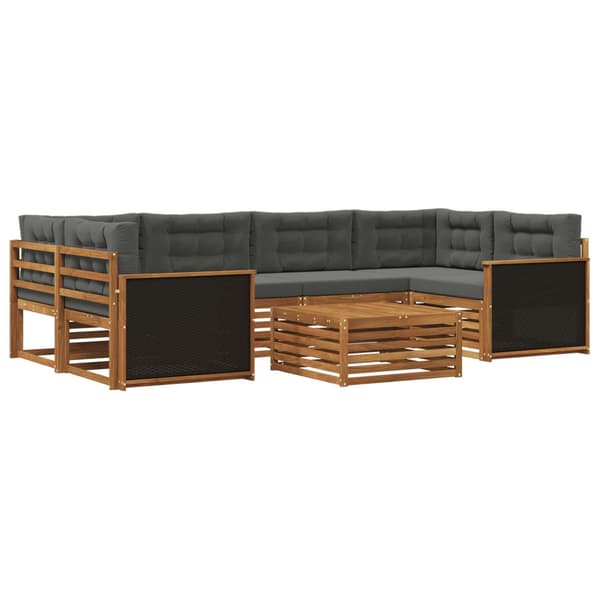 Utomhussoffset med kudde 7 pcs Naturlig och Antracit Polyester