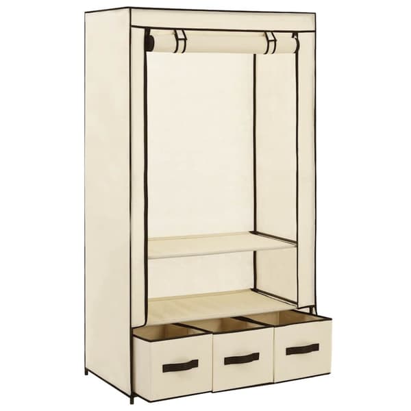 Garderob gräddvit 87x49x159 cm tyg