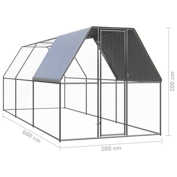 Hönsbur för utomhusbruk 2x6x2 m galvaniserat stål