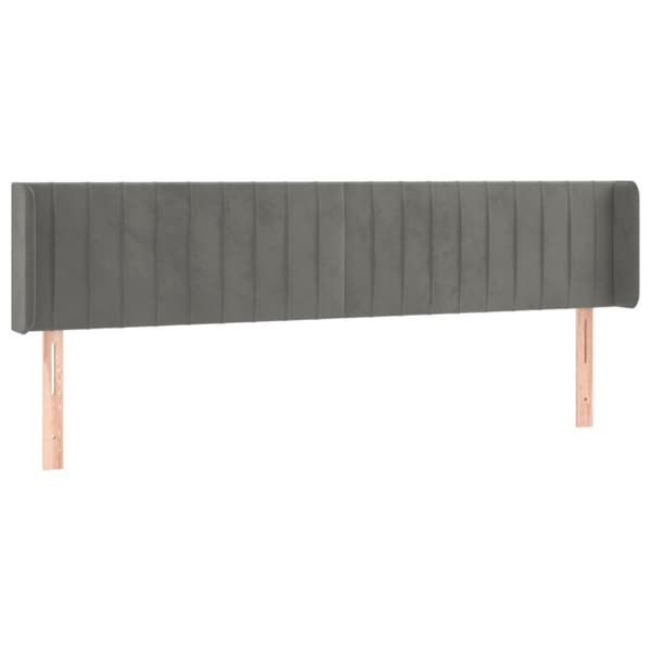 Sänggavel LED ljusgrå 183x16x78/88 cm sammet