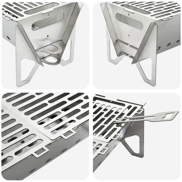 Camping Eldstad 42 x 22 x 18 cm Rostfritt stål Silver