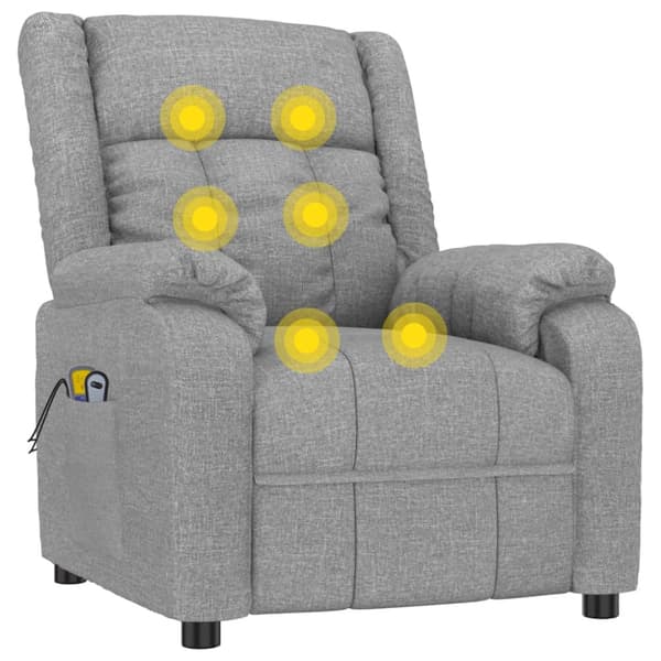 Elektrisk massagefåtölj ljusgrå tyg