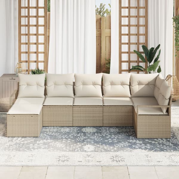 Soffset med kudde 7 pcs Beige konstrotting