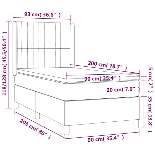 Ramsäng med madrass mörkgrön 90x200 cm sammet