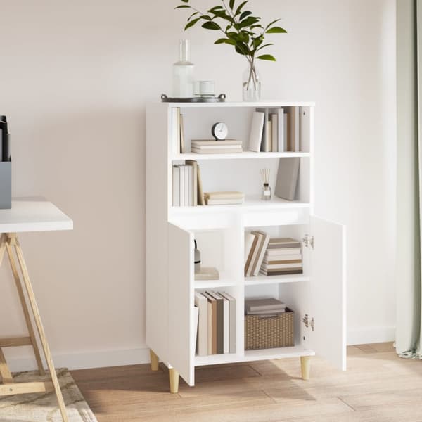 Högskåp vit 60x36x110 cm konstruerat trä