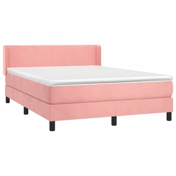 Ramsäng med madrass rosa 140x200 cm sammet