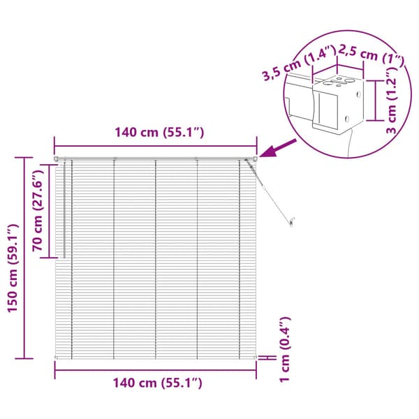 Persienn Silvergrå 150 x 140 cm PVC
