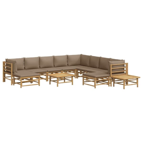 Loungegrupp 12 delar taupe dynor bambu
