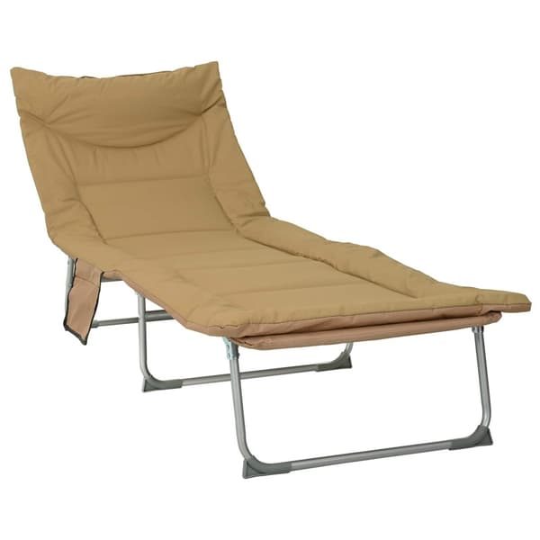 Hopfällbar solstol med kudde 2 pcs Beige