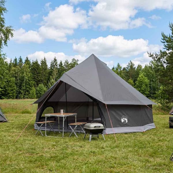 Tipi Tält Brun Grå 600 x 600 x 350 cm Polyester och Stål