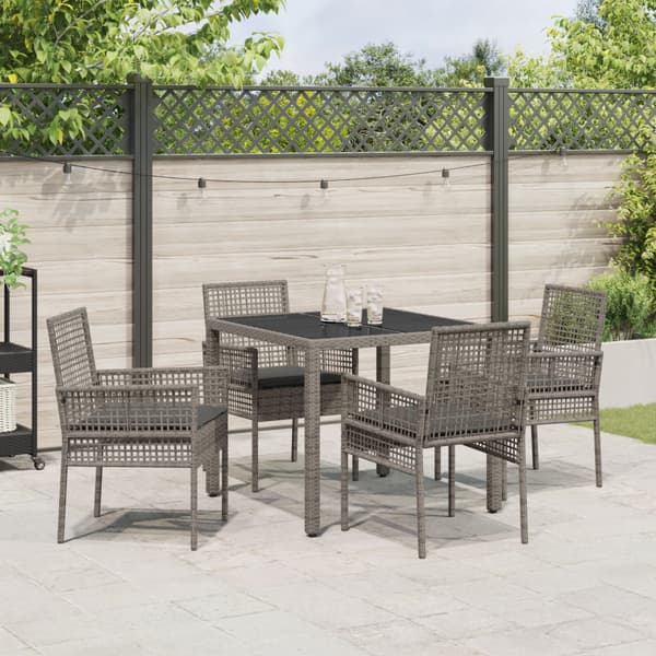 Trädgårdsmöbelset 5 pcs Grå konstrotting