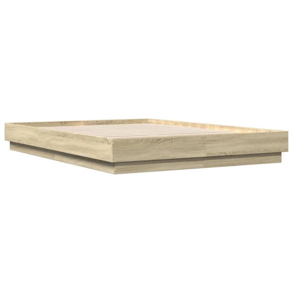 Sängram med LEDs sonoma-ek 150x200 cm