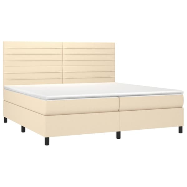 Ramsäng med madrass gräddvit 200x200 cm tyg
