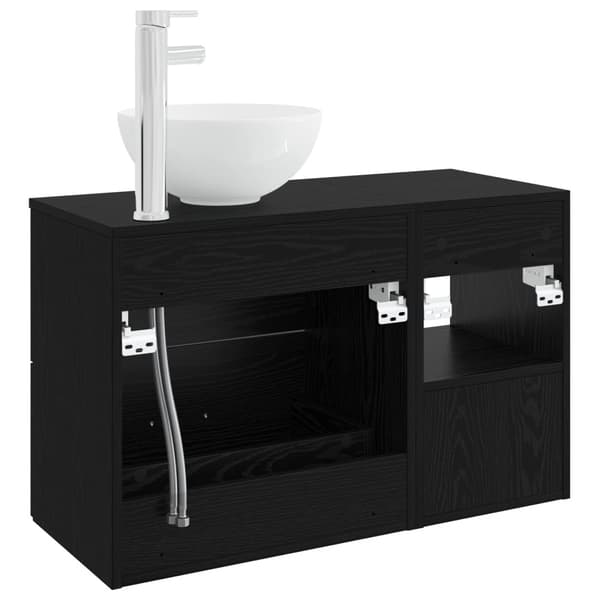 Badrumsmöbelset 2 pcs Svart ek Konstruerat trä