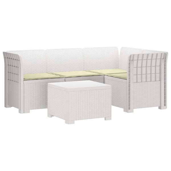 4-sits Trädgårdsoffa med Kuddar Rattan Look PP Vit