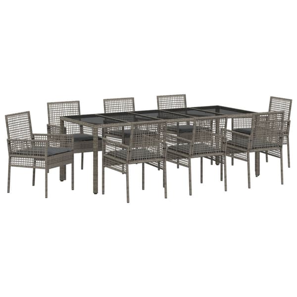 Trädgårdsmöbelset 9 pcs Grå konstrotting