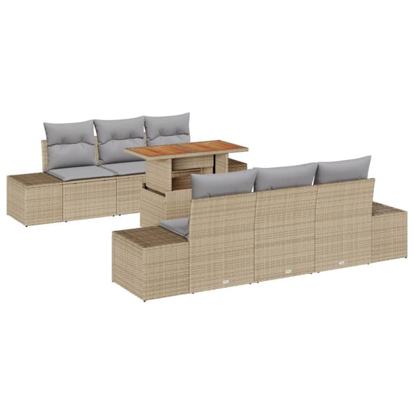 Trädgårdsoffset med lagring 7 pcs Beige Poly rattan