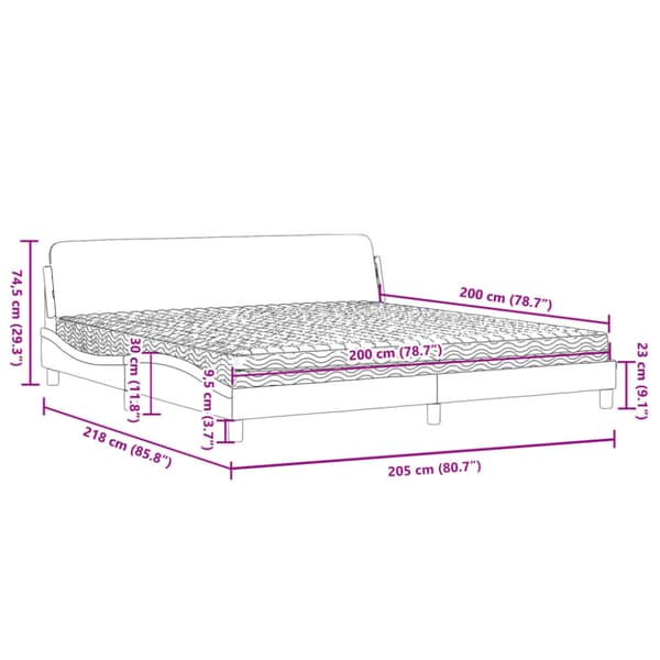 Bed with Mattress "Dover" Light Grey 200x200 cm Fabric