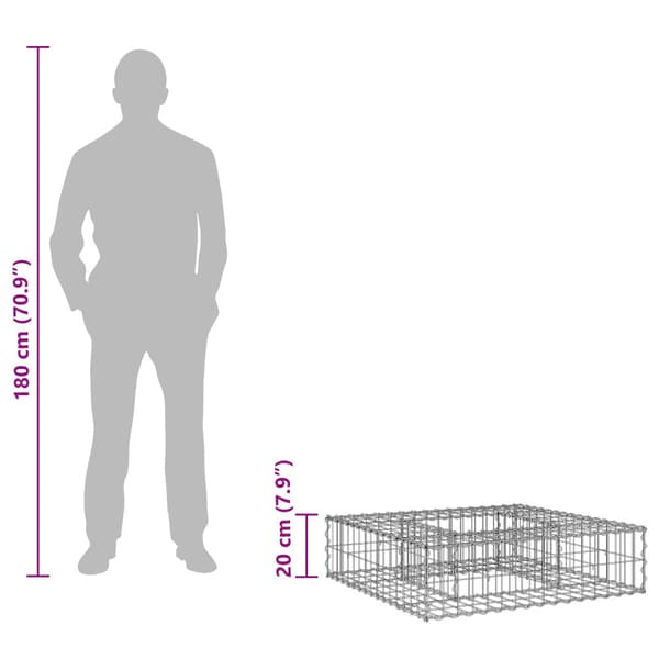 Gabion upphöjd säng Silver