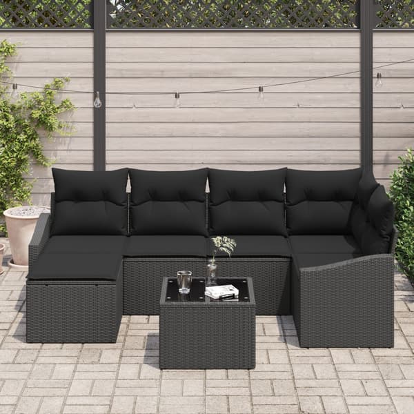Soffset med kudde 7 pcs Svart konstrotting