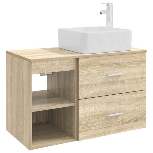 Badrumsmöbelset 2 pcs Sonoma-ek Konstruerat trä