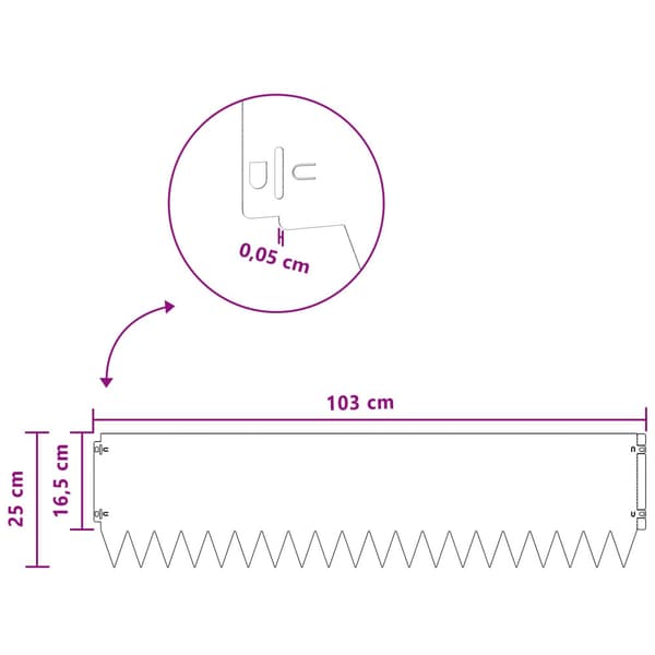 Kant för gräsmatta 10 pcs 103 x 25 cm Stål Vit