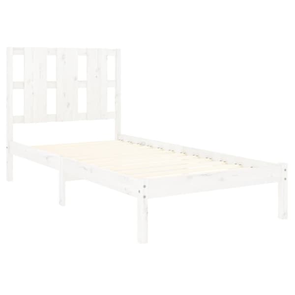 Sängram vit massivt trä 90x190 cm