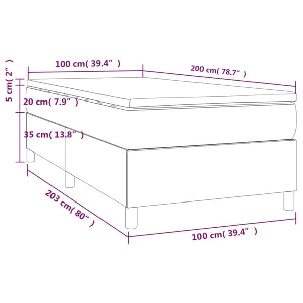 Ramsäng med madrass mörkgrå 100x200 cm tyg