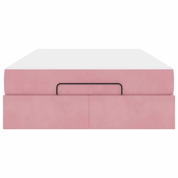 Sängram med madrass 2 pcs Rosa Sammet