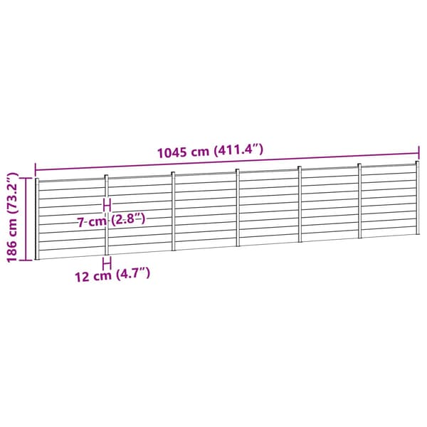 Stängselpanel 6 pcs WPC och aluminium Svart