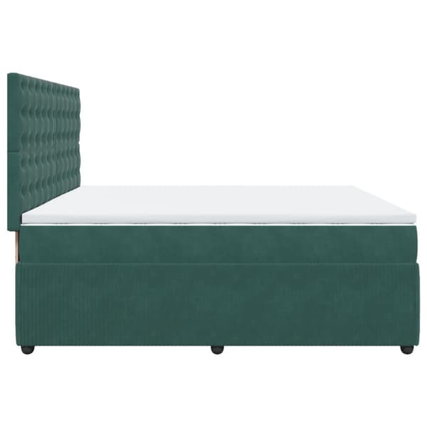 Ramsäng med madrass mörkgrön 200x200 cm sammet