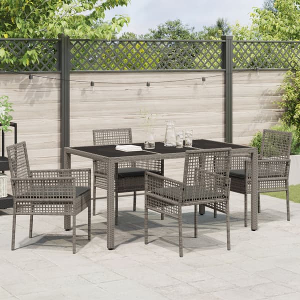 Trädgårdsmöbelset 5 pcs Grå konstrotting