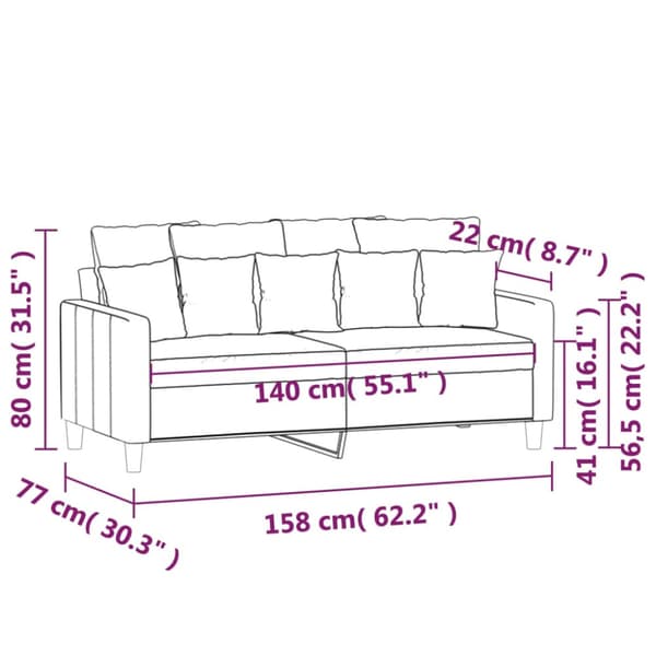 Soffa 2-sits svart 140 cm sammet