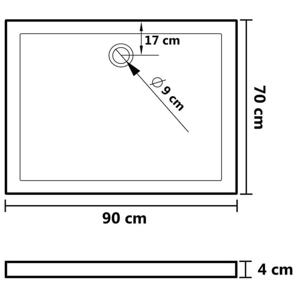 Duschkar med prickar vit 90x70x4 cm ABS