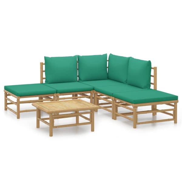 Loungegrupp 6 delar gröna dynor bambu