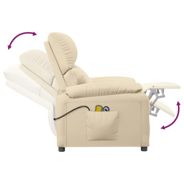 Elektrisk massagefåtölj gräddvit tyg