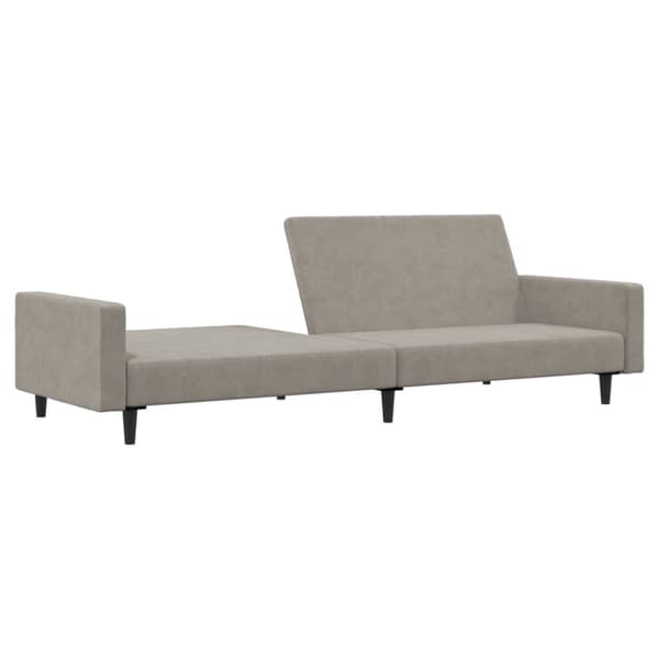 Bäddsoffa 2-sits ljusgrå sammet