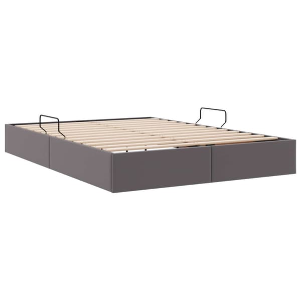 Ottoman Sängram med lagring Grå 140 x 190 cm Konstläder