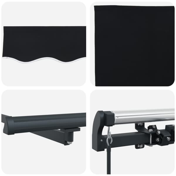 Utfällbar markis Svart 350 x 250 cm Polyester och Stål