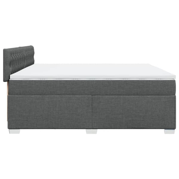 Ramsäng med madrass mörkgrå 200x200 cm tyg