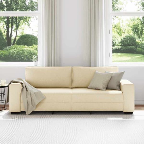 3-sitssoffa krämfärgad 220x77x82 cm tyg