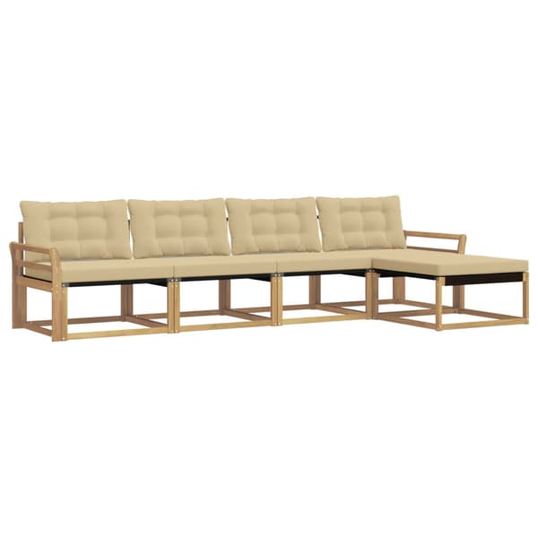 Utomhussoffset med kudde 5 pcs Vit och Beige