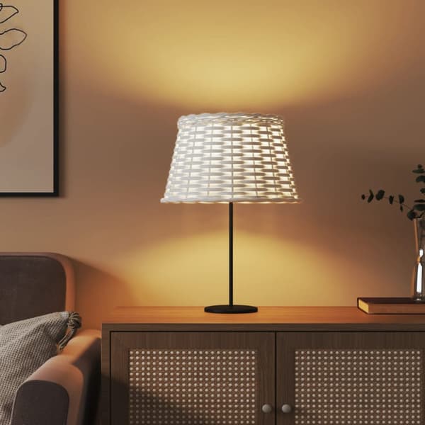 Lampskärm vit Ø38x23 cm korgmaterial
