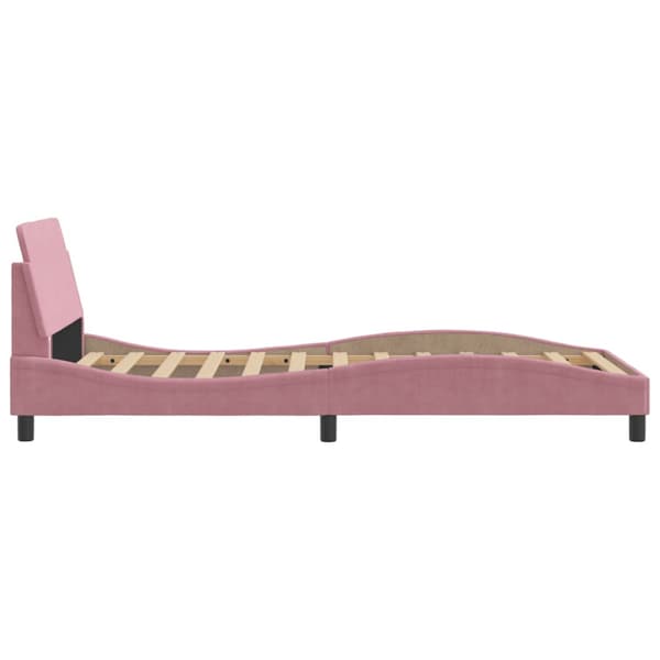 Bed Frame with Headboard "Dover" Pink 100x200 cm Velvet