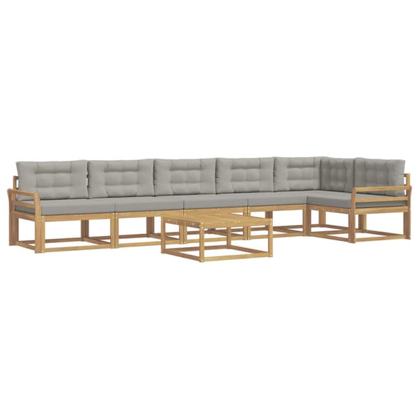 Utomhussoffset 7 pcs Vit och ljusgrå 79 x 79 x 37 cm Polyester