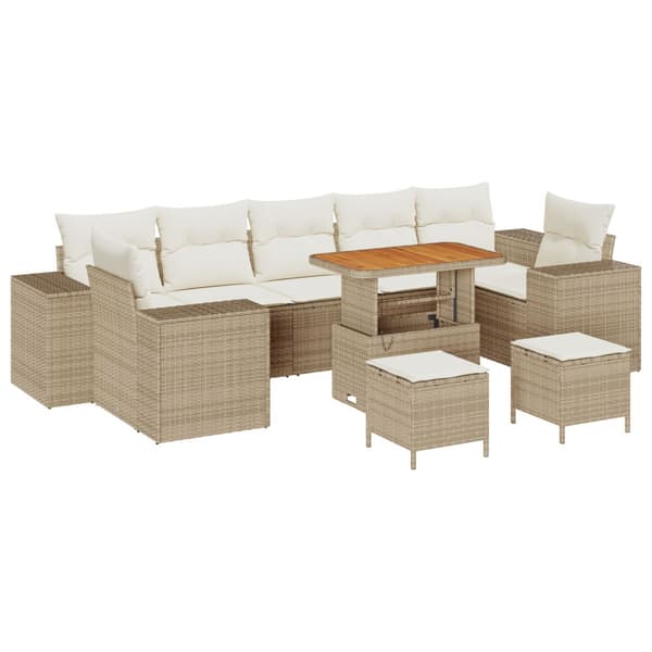 Trädgårdsoffset 10 pcs Beige konstrotting