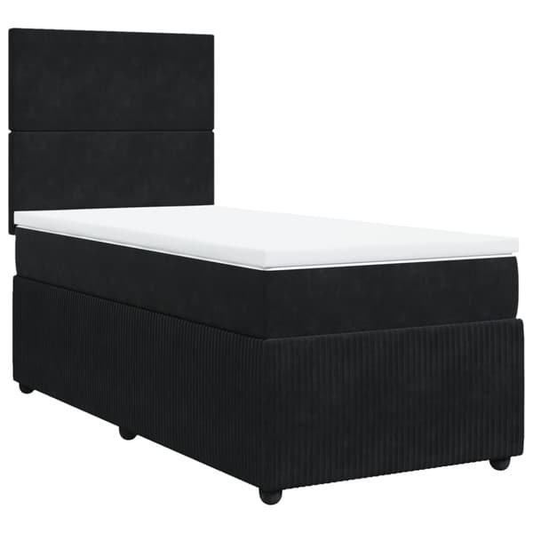 Ramsäng med madrass svart 80x200 cm sammet