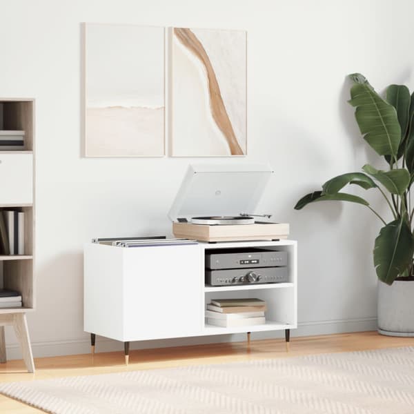Stereobänk vit 85x38x48 cm konstruerat trä